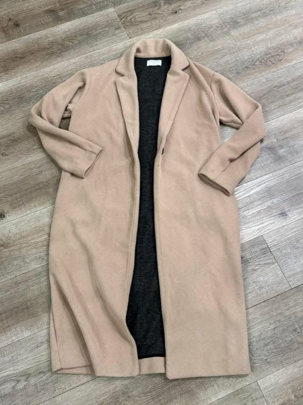 Women's Long Open Front Beige Coat